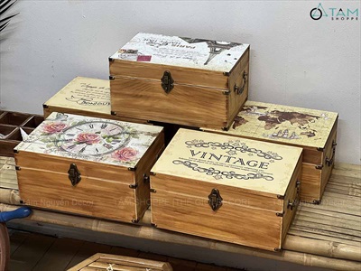 Rương gỗ phong cách cổ điển [06 Kiểu] KT30x20x15cm RUONG-GO-03